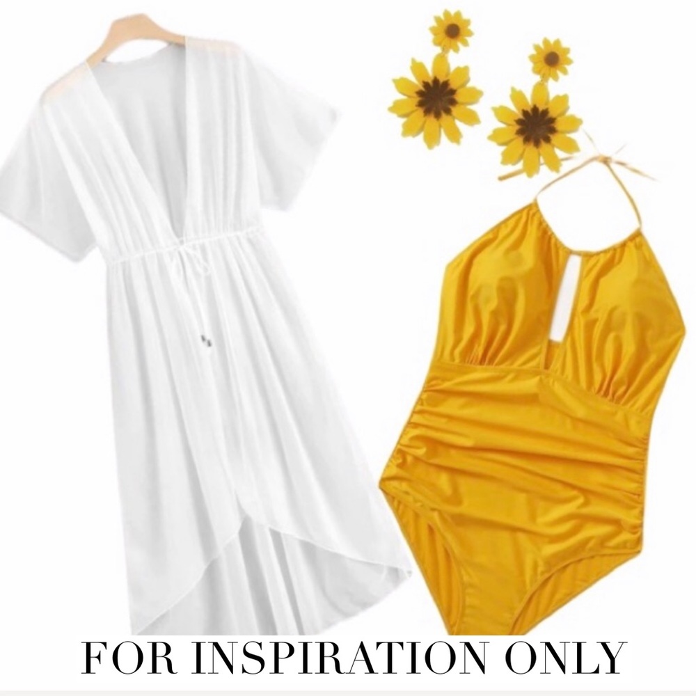 PLUS yellow halter one piece bathing suit - Picture 7 of 8